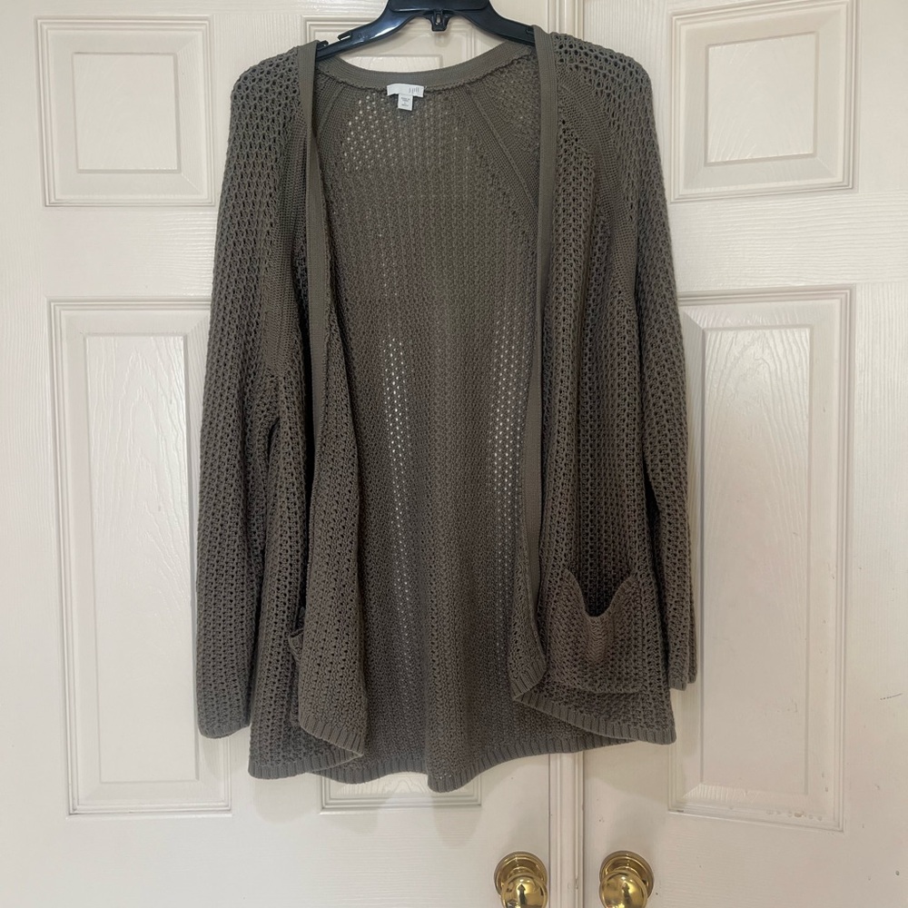 J Jill Gray Knit Open Front Cotton Blend Cardigan Projects Size Large Minimalist